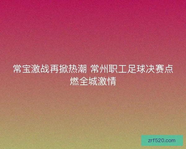 常宝激战再掀热潮 常州职工足球决赛点燃全城激情